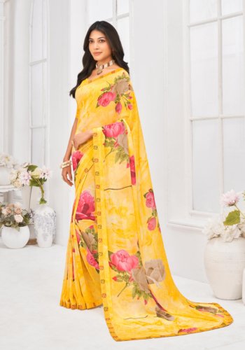 Georgette Saree in yellow color
