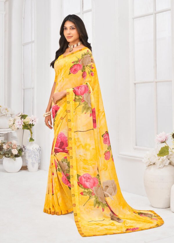 Georgette Saree in yellow color