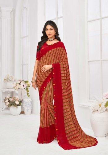 Georgette Saree in Red Color