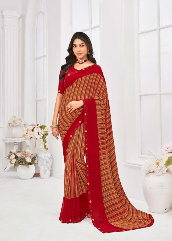 Georgette Saree in Red Color