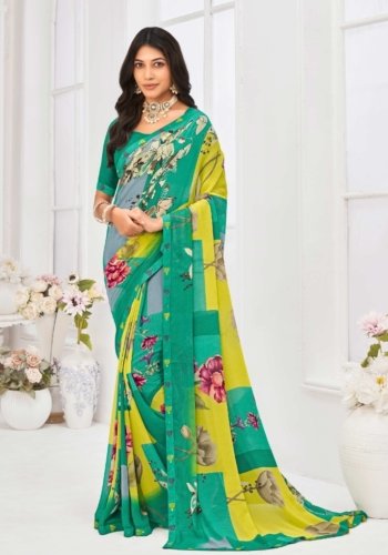 Georgette Saree in Teal Color