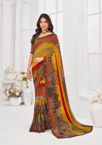 Georgette Saree in Multicolor