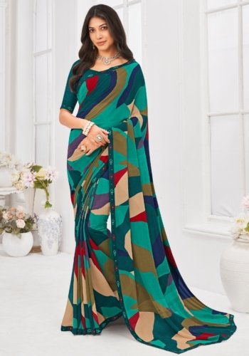 Georgette Saree in Multicolor