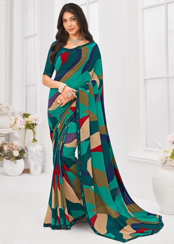Georgette Saree in Multicolor