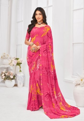 Georgette Saree in Pink Color