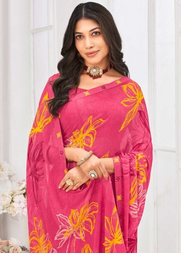 Georgette Saree in Pink Color - Image 2