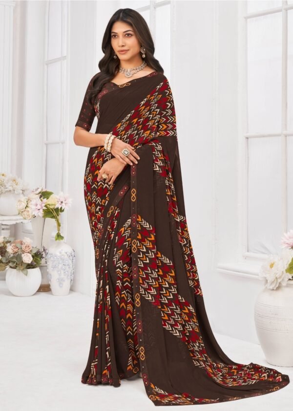 Georgette Saree in Brown Color