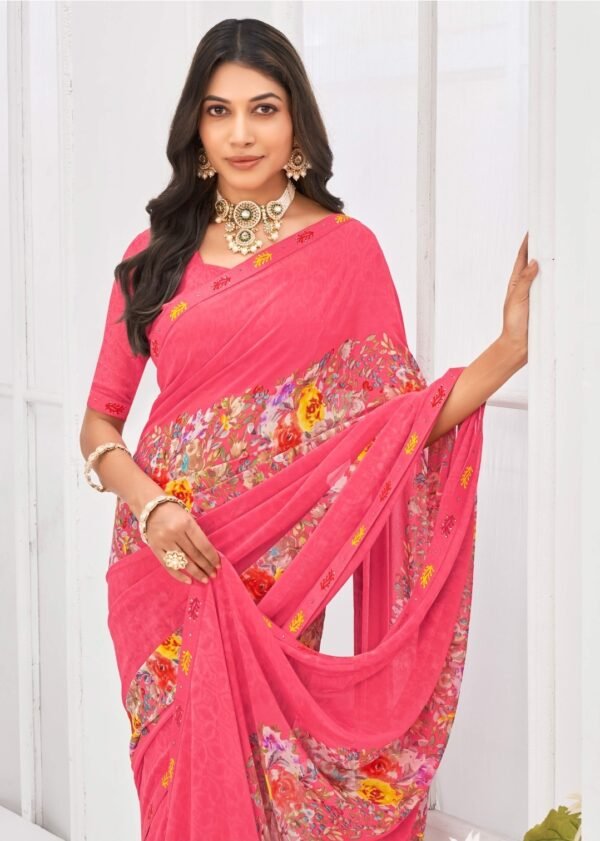 Pink Georgette Saree - Image 2