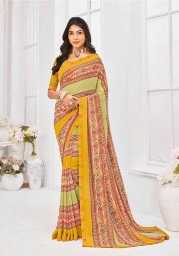 Georgette Saree in Mustard Color