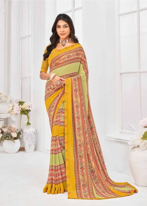 Georgette Saree in Mustard Color