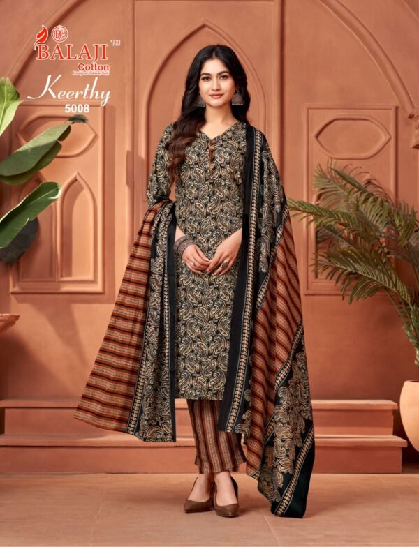 Designer salwar kameez mix cotton with pant style in black colour