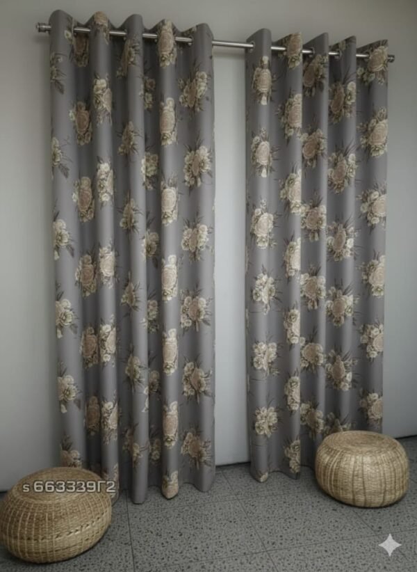 Door Curtains 1 piece Abstract Flower Eyelet Polyester - 7 Feet - Image 5