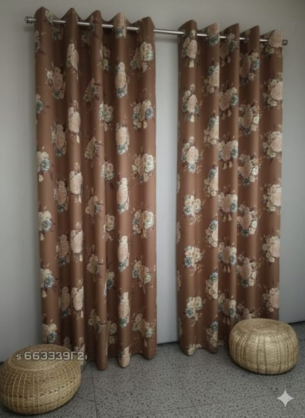 Door Curtains 1 piece Abstract Flower Eyelet Polyester - 7 Feet - Image 2