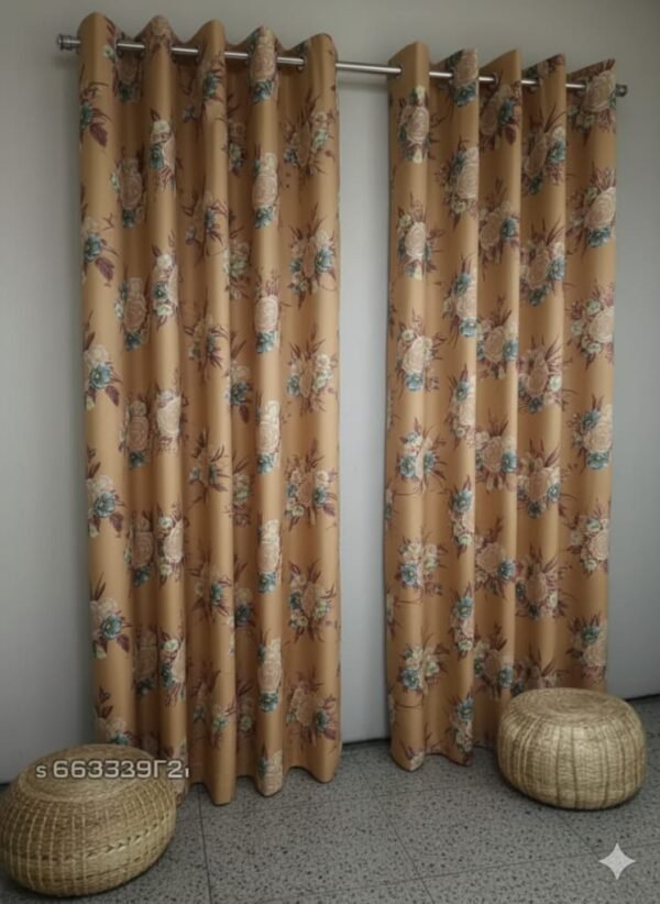 Door Curtains 1 piece Abstract Flower Eyelet Polyester - 7 Feet - Image 4