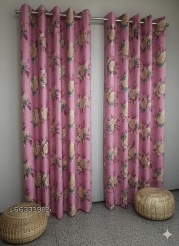 Door Curtains 1 piece Abstract Flower Eyelet Polyester - 7 Feet - Image 3
