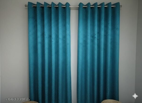 Door Curtains 1 Pieces Plain punching design Eyelet Polyester - 7 Feet - Image 3