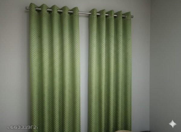 Door Curtains 1 Pieces Plain punching design Eyelet Polyester - 7 Feet - Image 4