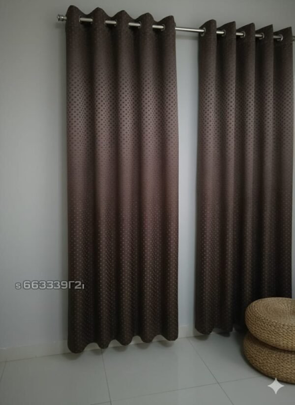 Door Curtains 1 Pieces Plain punching design Eyelet Polyester - 7 Feet - Image 2
