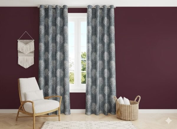 Door Curtains 1 Pieces flower design Eyelet Polyester - 7 Feet