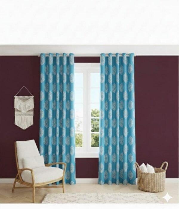 Door Curtains 1 Pieces flower design Eyelet Polyester - 7 Feet - Image 4