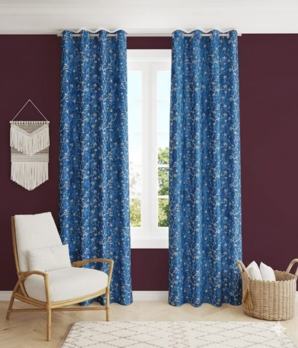 Door Curtains 1 Pieces Flower design Eyelet Polyester - 7 Feet