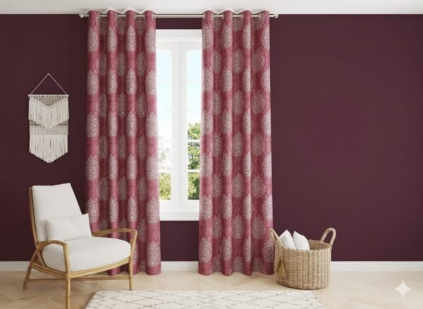 Door Curtains 1 Pieces flower design Eyelet Polyester - 7 Feet - Image 3