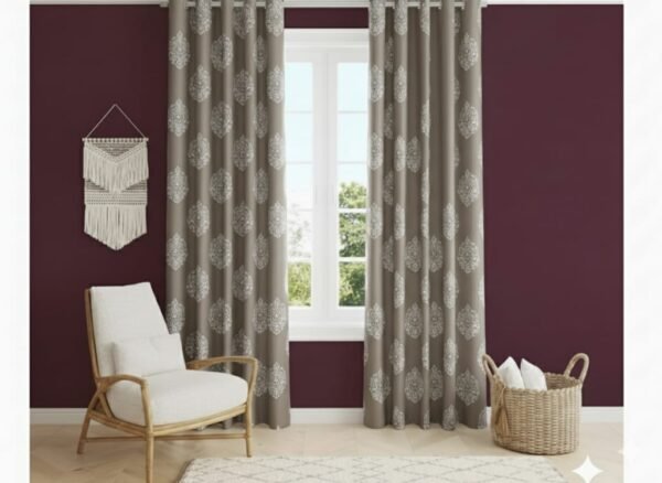 Door Curtains 1 Pieces flower design Eyelet Polyester - 7 Feet - Image 5