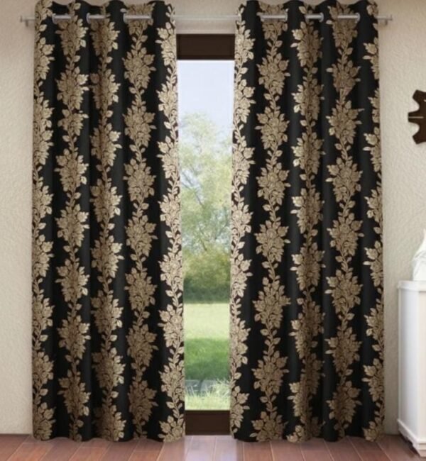 Door Curtains 1 Pieces Flower and Leaves design Eyelet Polyester - 7 Feet