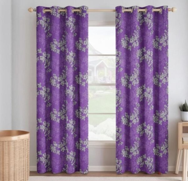 Door Curtains 1 Pieces Flower design Eyelet Polyester - 7 Feet