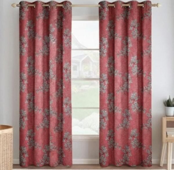 Door Curtains 1 Pieces Flower design Eyelet Polyester - 7 Feet - Image 4