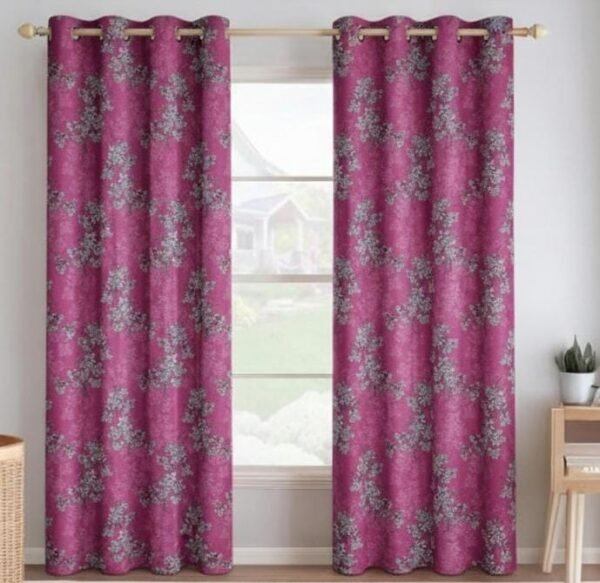 Door Curtains 1 Pieces Flower design Eyelet Polyester - 7 Feet - Image 3