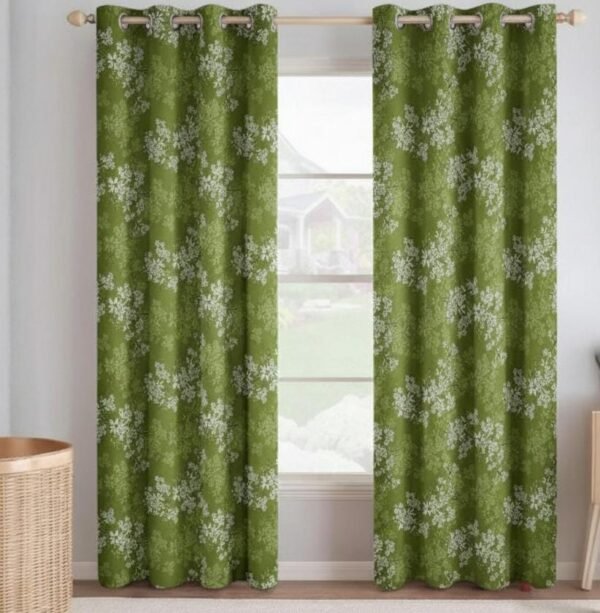 Door Curtains 1 Pieces Flower design Eyelet Polyester - 7 Feet - Image 2