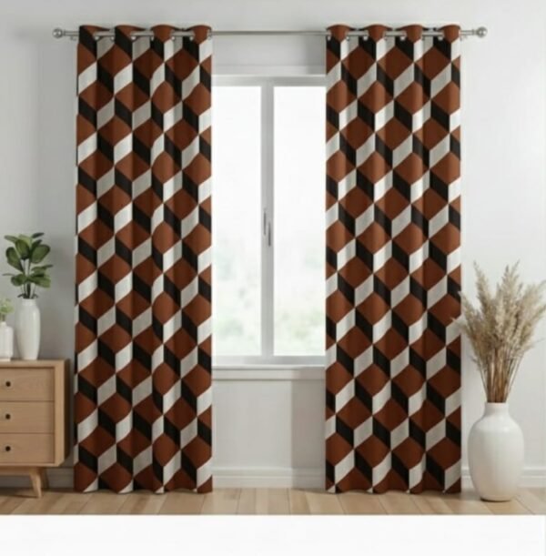 Door Curtains 1 Pieces Flower and Leaves design Eyelet Polyester - 7 Feet - Image 3