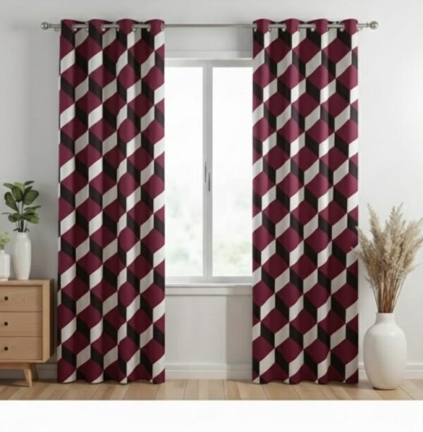 Door Curtains 1 Pieces Flower and Leaves design Eyelet Polyester - 7 Feet - Image 2