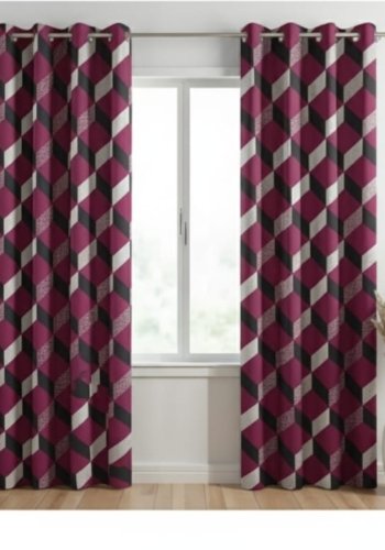 Door Curtains 1 Pieces Flower and Leaves design Eyelet Polyester – 7 Feet