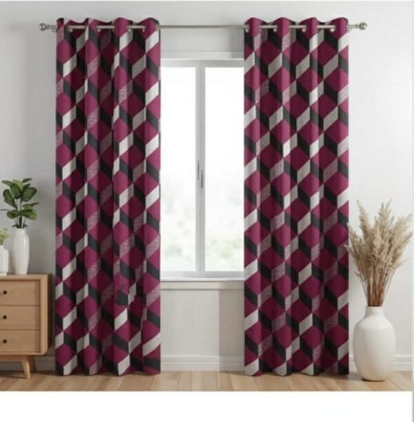 Door Curtains 1 Pieces Flower and Leaves design Eyelet Polyester - 7 Feet