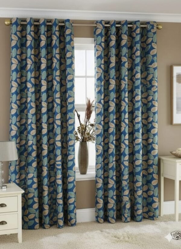 Door Curtains 1 Pieces Leaves pattern Eyelet Polyester - 7 Feet