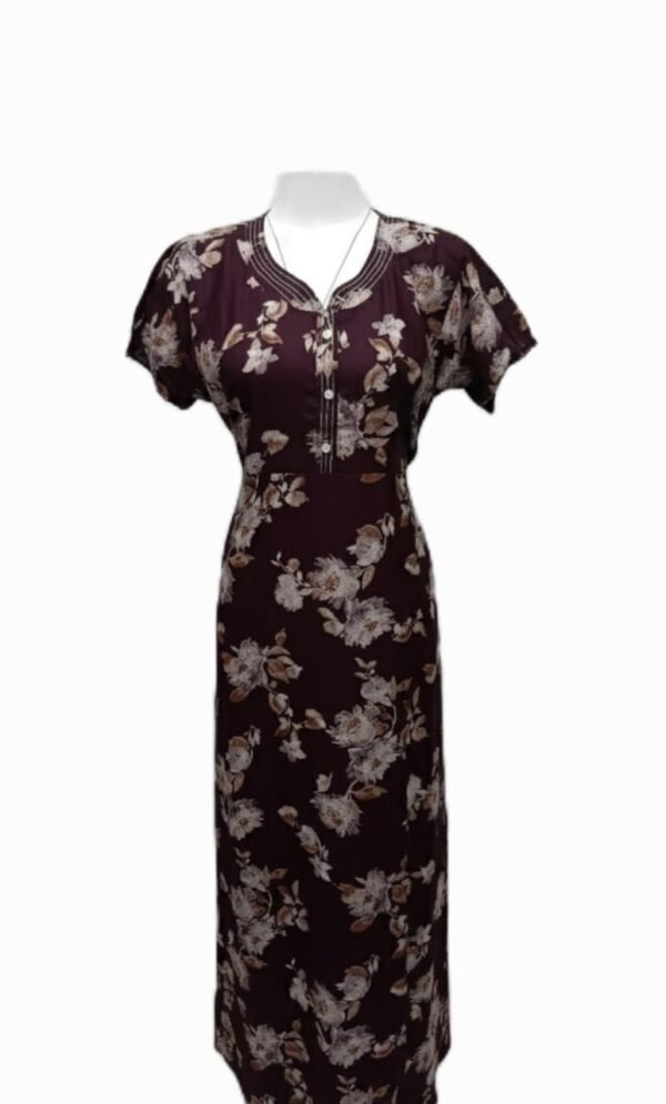 Women's Cotton Printed Gown Ankle Length Nighty Free Size - Image 2
