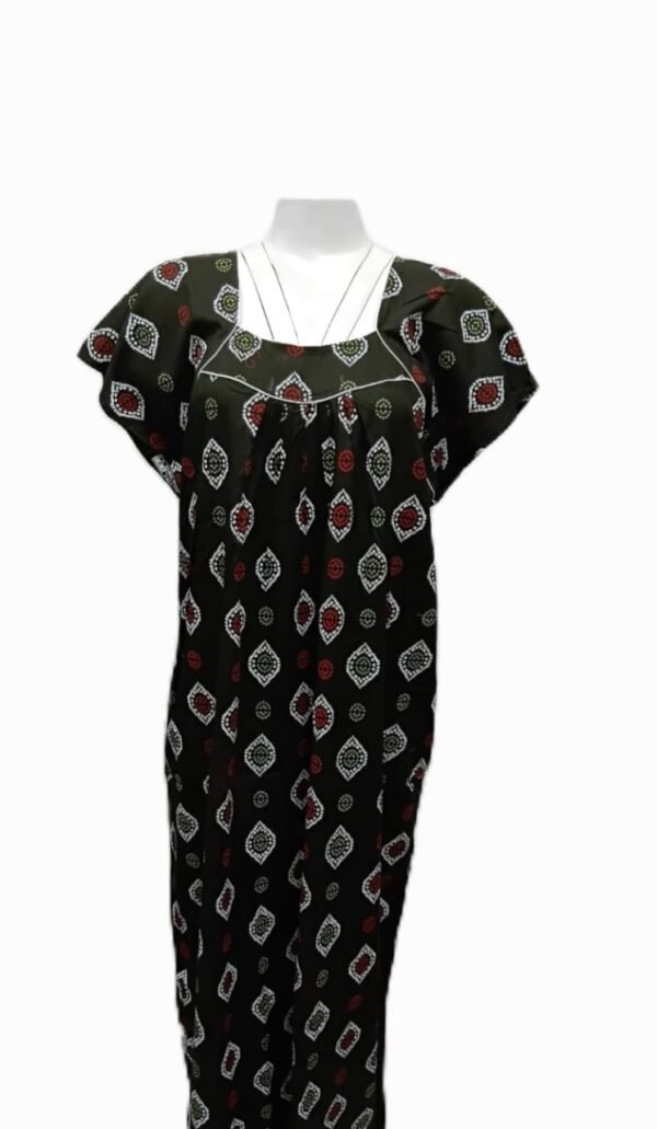 Women's Cotton Printed Gown Ankle Length Nighty Free Size - Image 2