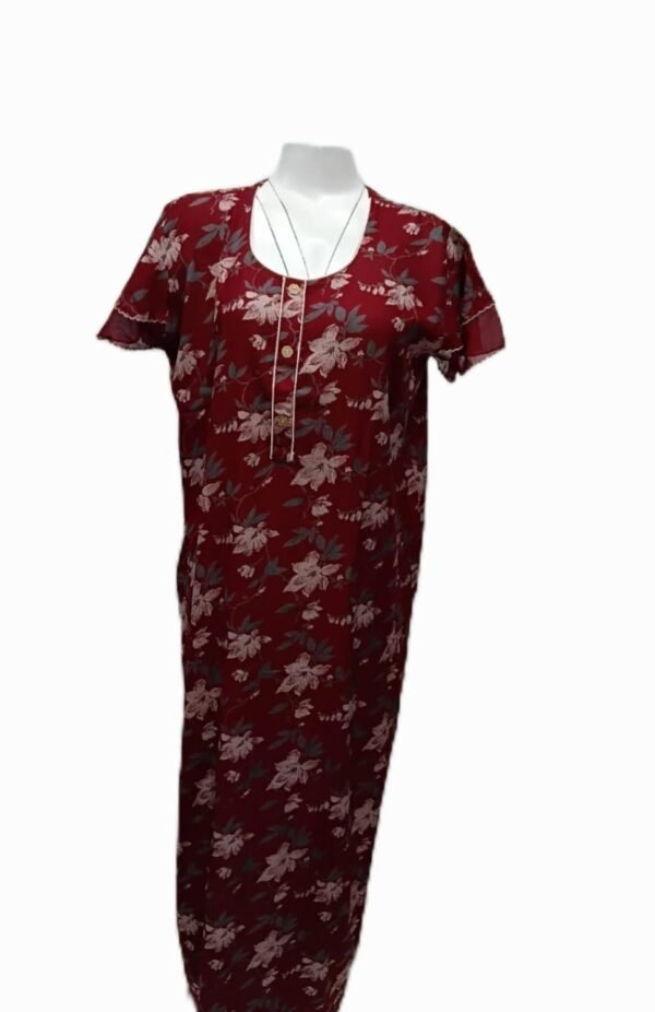 Women's Cotton Printed Gown Ankle Length Nighty Free Size - Image 2