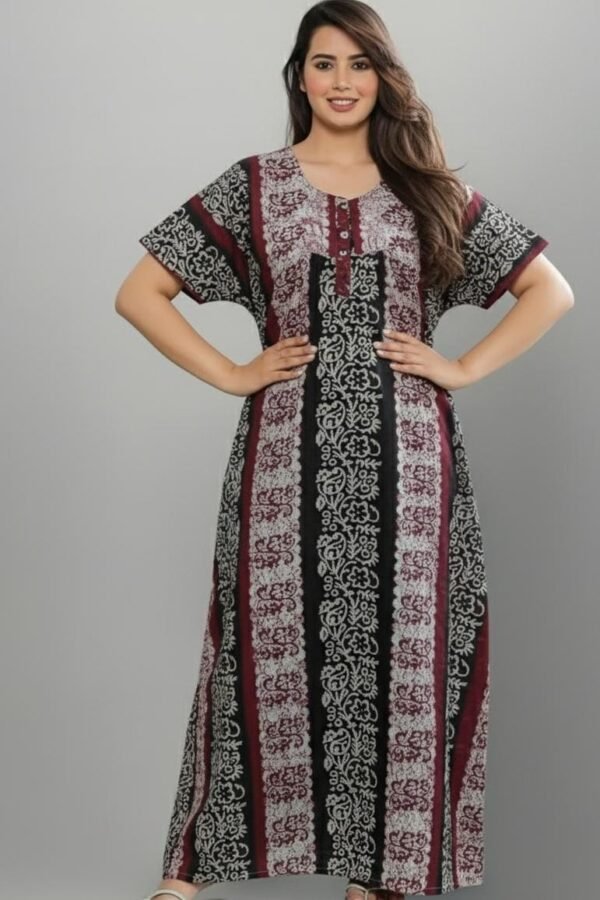 Stylish Cotton Printed Gown Ankle Length Nighty Free Size